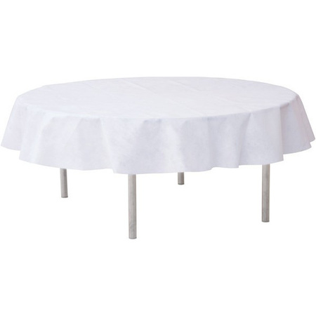 12x Bruiloft witte ronde tafelkleden/tafellakens 240 cm non woven polypropyleen