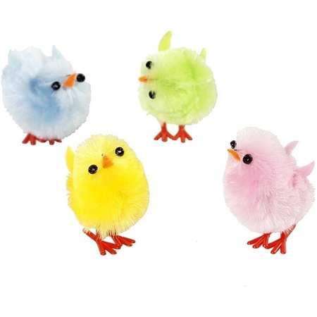 12x Colored Easter chicks 3 cm