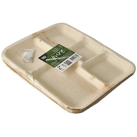 12x Sustainable recycled 5 compartments plates 27 cm