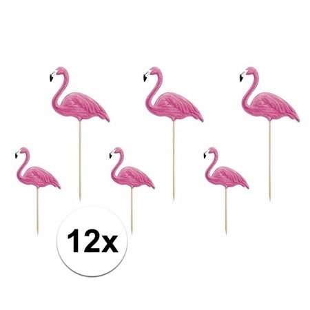 12x Flamingo cocktailprikkers 