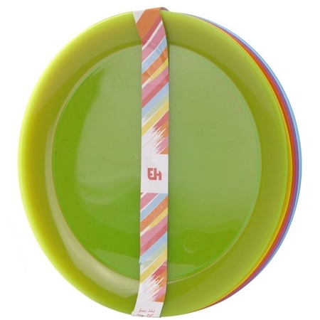 12x Colored plates plastic 21 cm