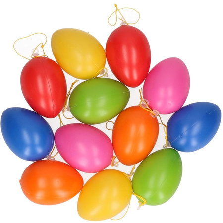 Colored Easter egg hangdecoration 12 pieces