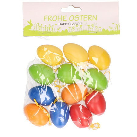 12x Coloured plastic eggs 4,5 cm