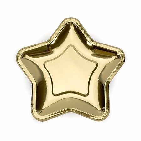 12x Gouden kartonnen bordjes ster vorm 18 cm