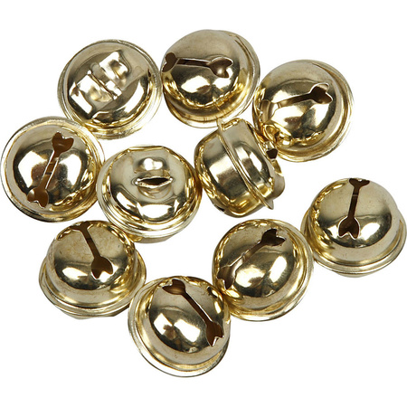 12x Gouden metalen belletjes 13-15-17 mm met oog hobby/knutsel benodigdheden