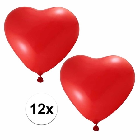 12x hartjes ballonnen rood