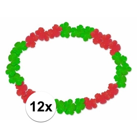 12x Hawaii kransen rood/groen
