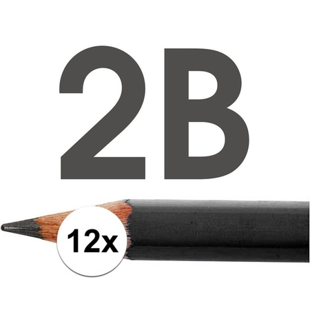 12x HB pencils for adults hardness 2B