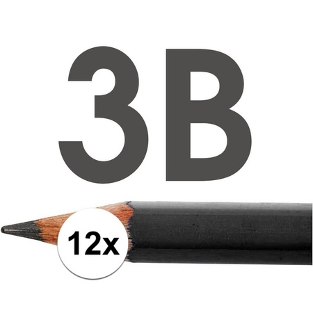 12x HB pencils for adults hardness 3B