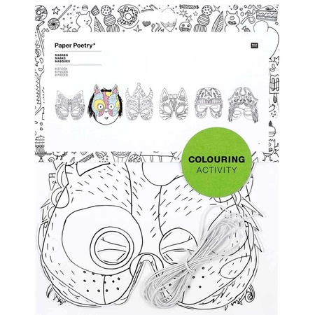 12x Knutsel papieren maskers om in te kleuren voor kinderen