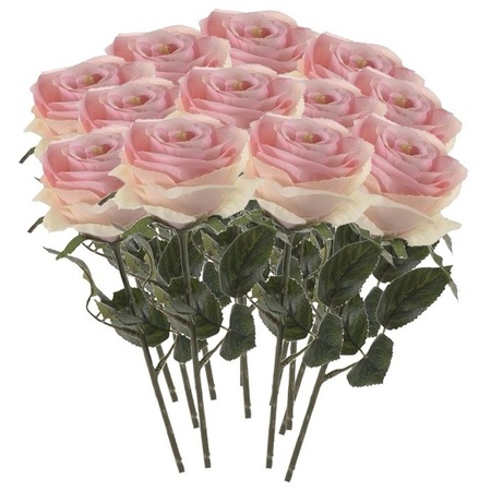 12x Licht roze rozen Simone kunstbloemen 45 cm
