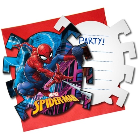 12x Marvel Spiderman themafeest uitnodigingen 7 cm