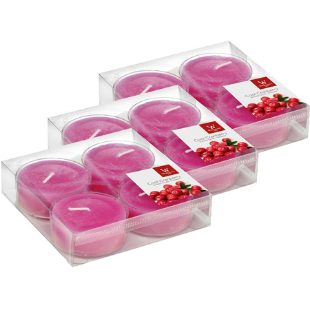 12x Maxi geurtheelichtjes cranberry/roze 8 branduren