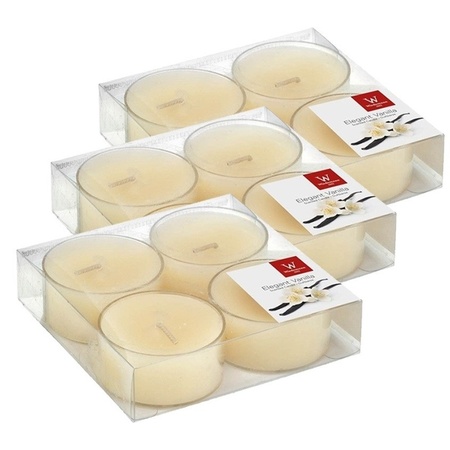 12x Maxi scented tealights candles vanilla/cream white 8 hours