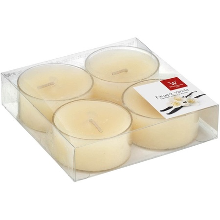 12x Maxi scented tealights candles vanilla/cream white 8 hours