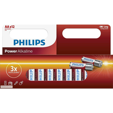 12x Philips AA batteries power alkaline