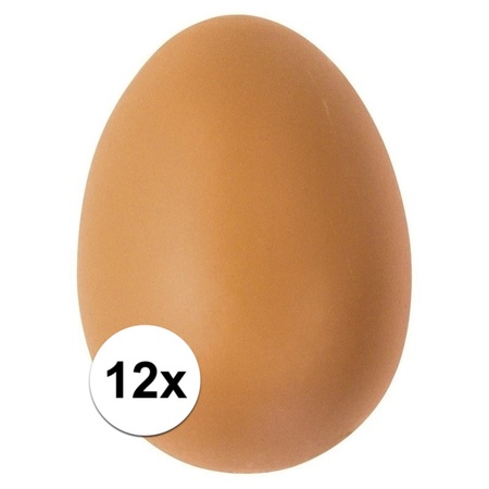 12x Plastic bruine eieren 6 cm