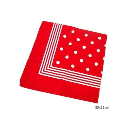 12x Rode boeren zakdoeken met stippen