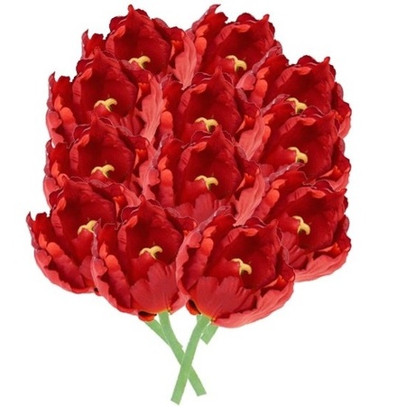 12x Red tulip deluxe artificial flowers 25 cm