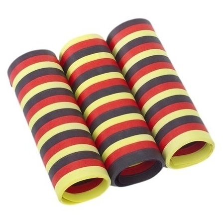 12x rolletjes serpentine rollen zwart/rood/geel van 4 meter