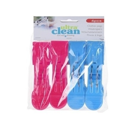 12x Roze en blauwe handdoek knijpers 13 cm