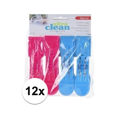 12x Roze en blauwe handdoek knijpers 13 cm