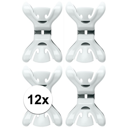 12x Slingers/decoratie ophangen slingerklemmen wit