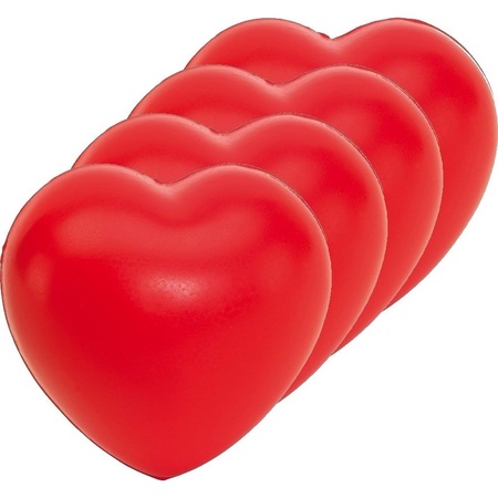 12x Stressballen rood hartjes vorm 8 x 7 cm
