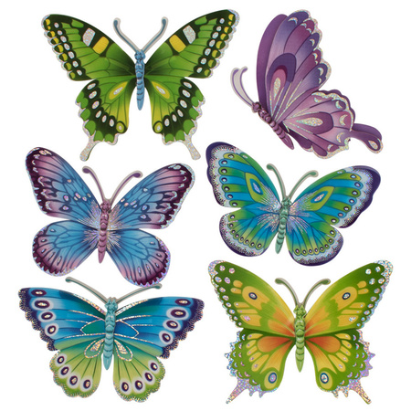 12x stuks decoratie vlinders stickers 12 cm