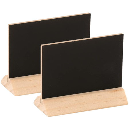 12x stuks houten mini krijtbordjes/schrijfbordjes op voet 6 cm