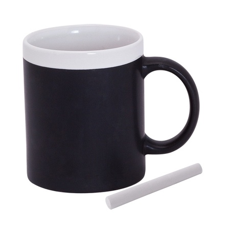12x stuks krijt mok in het wit - beschrijfbare koffie/thee mok/beker