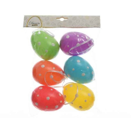 12x Easter decoration eggs 6 cm colors
