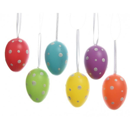 12x Easter decoration eggs 6 cm colors