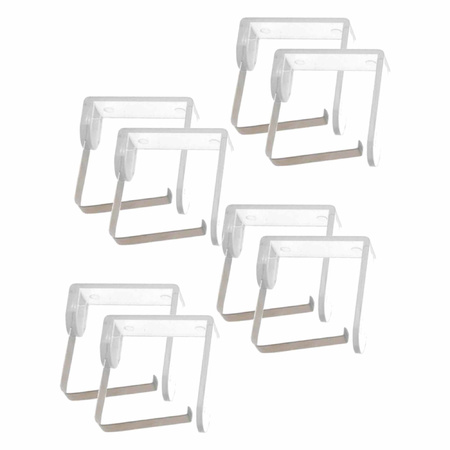 12x Tabecloth clips/clamps transparent 4.5 x 4.5 cm plastic