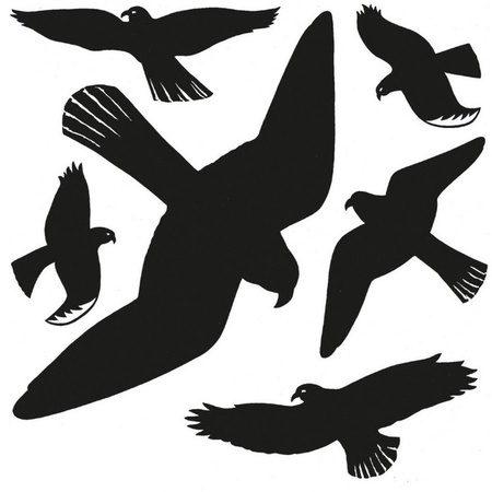 12x Bird window stickers black 30 x 30 cm