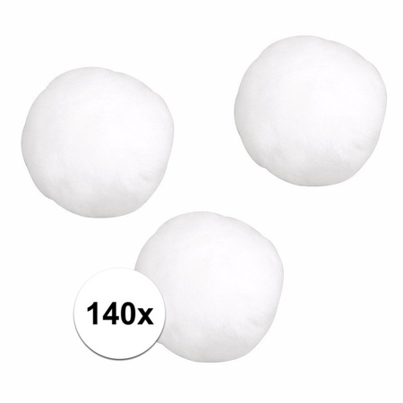 140x witte knutsel pompons 7 mm 