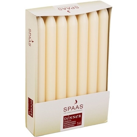 14x Ivory dining candles 22 cm 8 hours