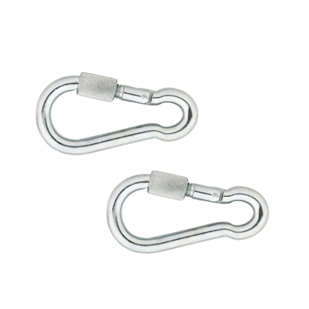 14x carabiner / carabiners with safety screw galvanized steel 10 cm