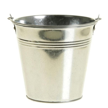 14x pieces zinc bucket/flower pot silver 9 cm