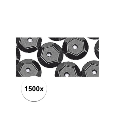 1500x Pailletten zwart 6 mm