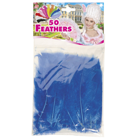150x Blue feathers decorations hobby/DIY materials 17 cm