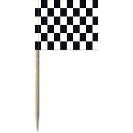 150x Cocktailprikkers race/finish vlag 8 cm vlaggetjes decoratie
