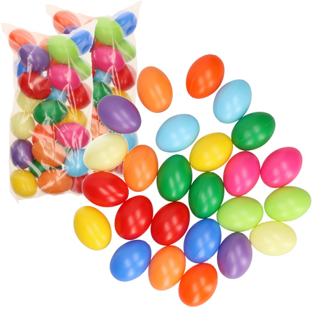 150x Coloured plastic eggs decoration 6 cm hobby