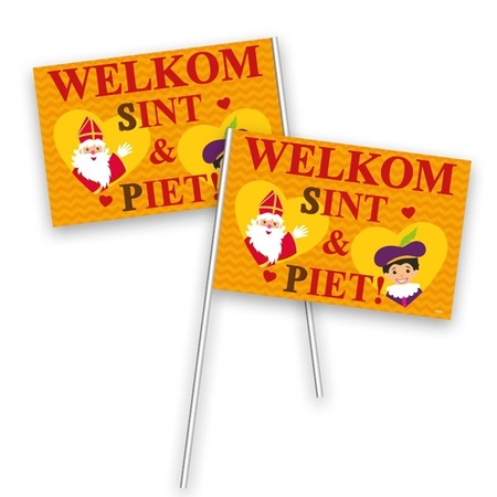 150x Stuks welkom Sint en Piet zwaaivlaggetjes