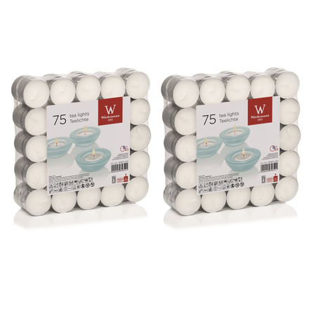 150x White tealights candles 4 hours