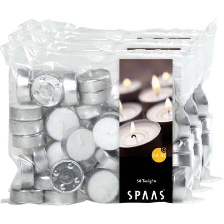 150x White tealights candles 4.5 hours in bag