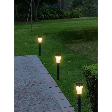 15x Buiten/tuin LED zwarte stekers Jive solar verlichting 32 cm