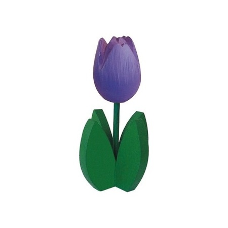 15x Decoration wooden tulips purple