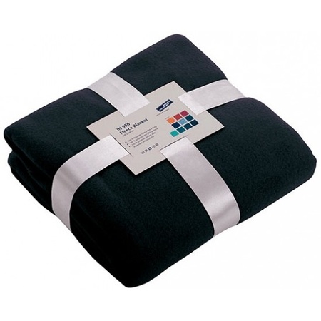 15x Fleece dekens/plaids marineblauw 130 x 170 cm