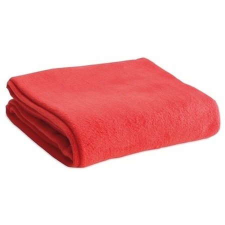 15x Fleece dekens/plaids rood 120 x 150 cm